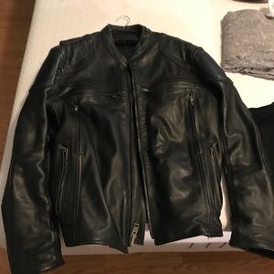 Real leather riding jacket Men's
